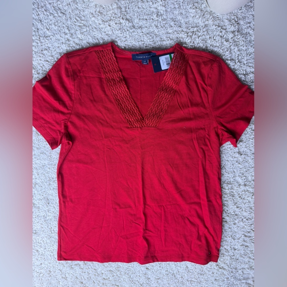 Women’s Large Red Tommy Hilfiger Blouse NWT